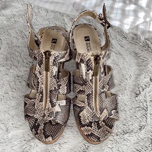 white mountain snake print wedges